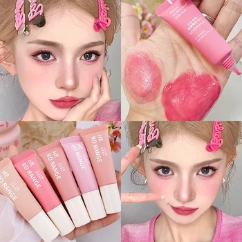 Водоустойчив Течен Руж за лице грим, Овлажняващ Устойчива Крем-руж от естествен Розово-лилав оттенък, Осветляющий контура на Корейската козметика