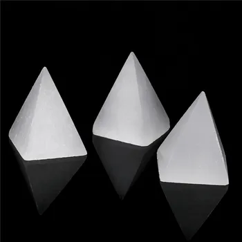 Естествен камък Бял селенит Пирамидална кристали, Минерали, енергия Исцеляющий гипсови Декорации за дома и офиса