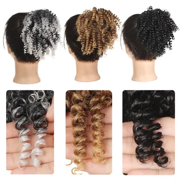 Дамски кърли къдрици, африкански малки къдрици, женски перука, навита в опашка коса, перуки, перуки-перуки