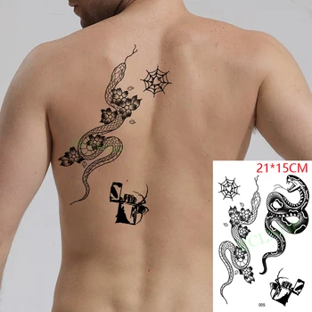 Водоустойчив Временна татуировка Стикер Цвете Змията Спирала Окото Фалшива Татуировка Светкавица Ръка Татуировка на Крака Боди-арт за жени, Мъже