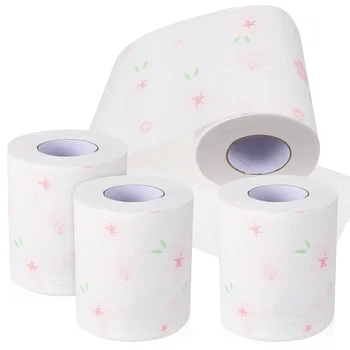 4 ролка тоалетна хартия, рулонная хартия с принтом, декоративни салфетки с флорални принтом за дома или за пътуване