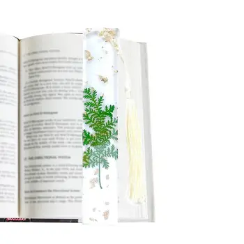 Запомнете от смола Прозрачни книгата знаци с цветен модел от Прозрачна смола книгата знаци за жени Отметки от смола със сушени цветя, ръчно изработени с пискюли