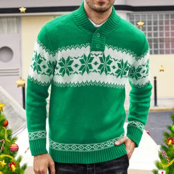 Останете уютни и стилно обзаведени. Мъжки коледен жаккардовый пуловер, пуловер, яке с дълги ръкави, в есенно-зимната мода, размери M-3XL