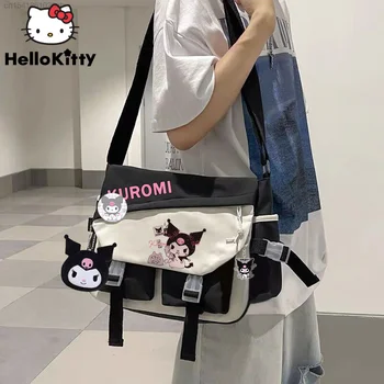 Sanrio Kuromi Чанта през рамо с голям капацитет, чанти за колежа, скъпа чанта през рамо в стил Лолита 