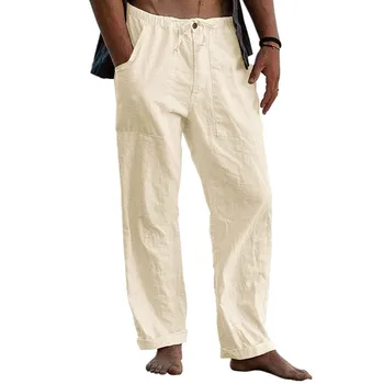 Мъжки бельо панталонът е прав, летни панталони с еластичен ластик на талията и завязками, без джоб на брючной лента