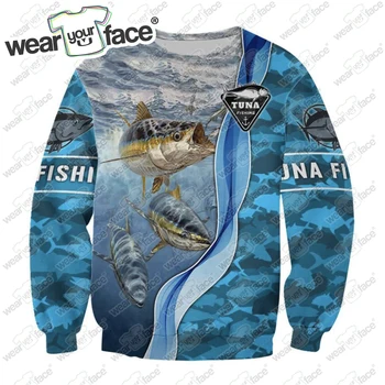 Риболов на риба тон с 3D принтом, блузи с яка-часова, hoody с цип, Спортни и Ежедневни градинска облекло, Разговори, Мъжки дрехи Унисекс