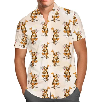 Хавайски Ризи Tigger, Модни Мъжки И Дамски Ризи С Къс ръкав, Хавайски Ризи Disney, всеки ден Плажни Ризи, Блузи В стил Харадзюку