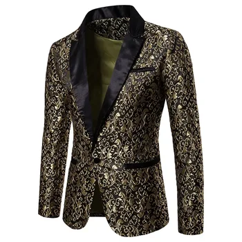 TPJB Нови мъжки якета, празничен костюм с цветен модел, стилен смокинг, сватбен блейзър, смокинг за бала