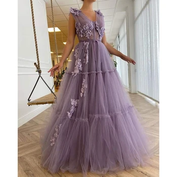 Лилава официална вечерна рокля KSDN С апликации, без ръкави, с дължина до пода, Елегантна, луксозна, за специални партита, Vestidos Para Mujer