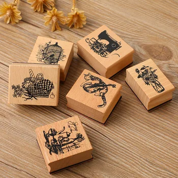1 бр. пури в ограничени бройки марки, дървени, гумени печати с кофейным дизайн във формата на цвете котки за scrapbooking